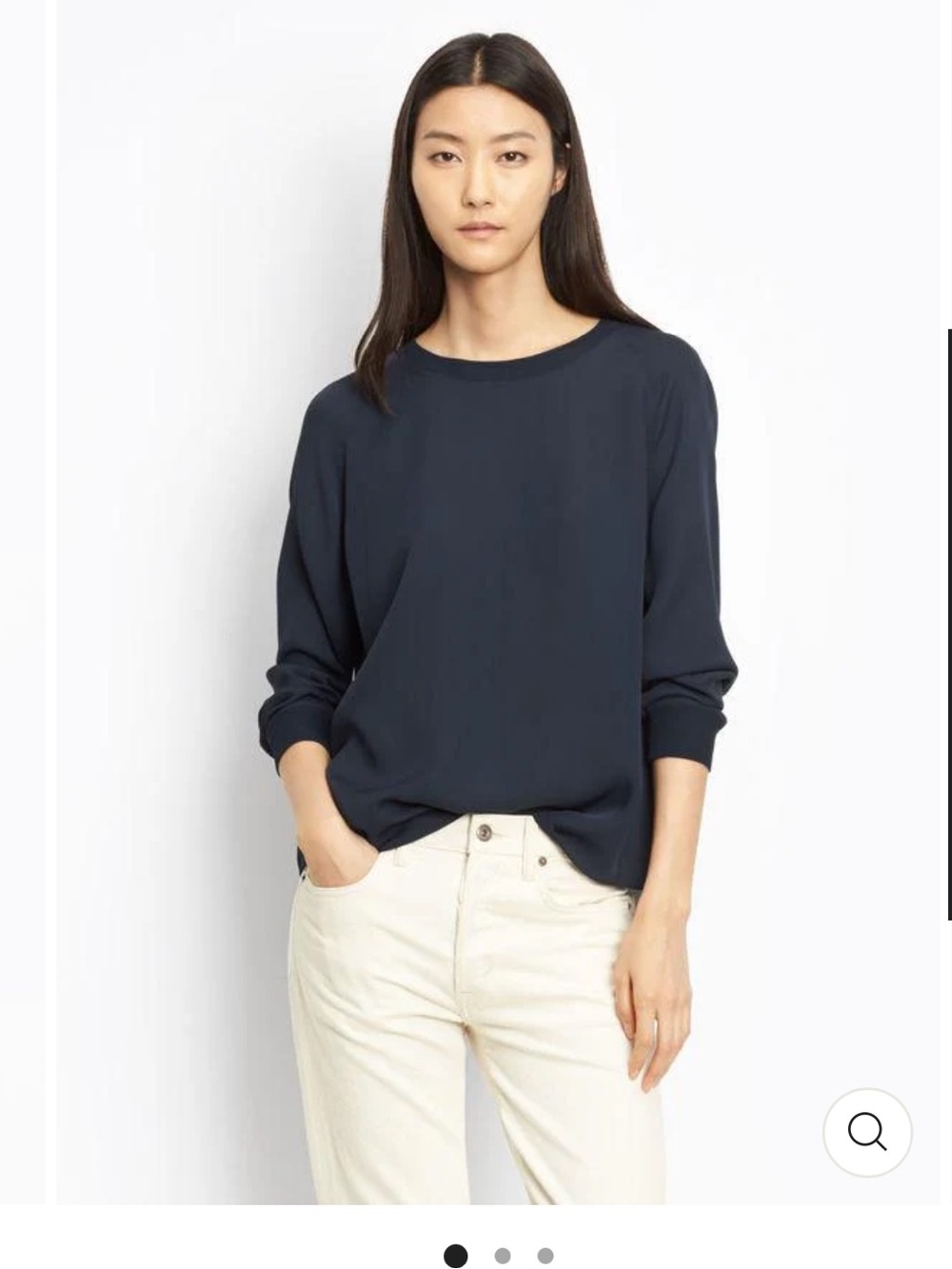 Vince Navy Long-Sleeve Crewneck Top